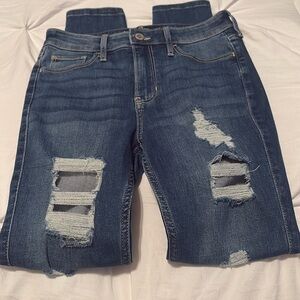 Hollister high‎ rise skinny jeans size1S W 25” L27” frayed